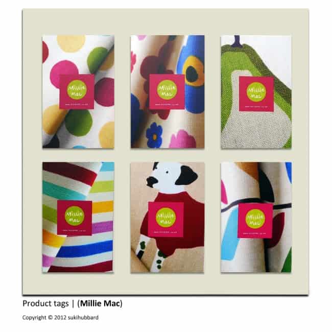 Swing tags printed by Solopress for Suki Hubbard and Millie Mac