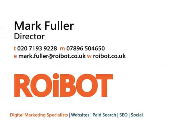Expo Matt Laminated Business Cards printed by Solopress for ROiBOT