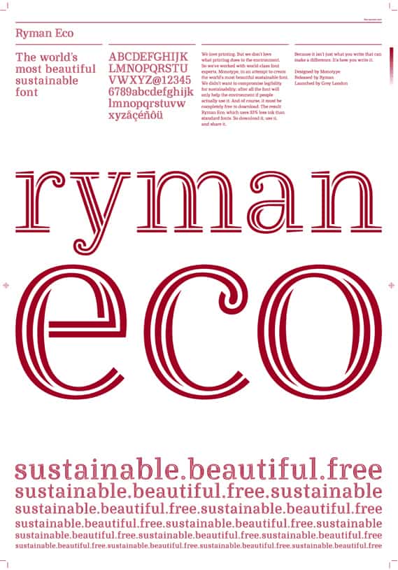 Environmentally-Friendly-World-Font-Typeface-Red-White-Stylish-Save-Ink
