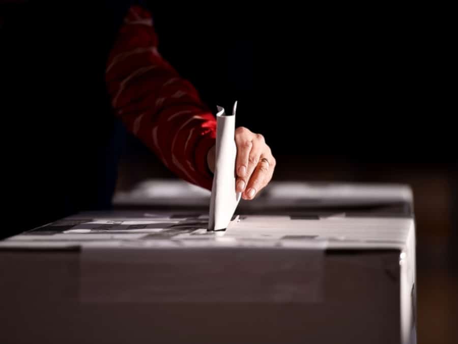 Person Voting In An Election