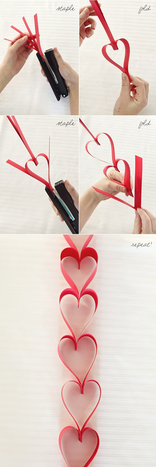 Red heart shaped paper garland for weddings