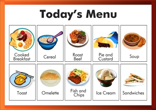 dementia friendly print menu